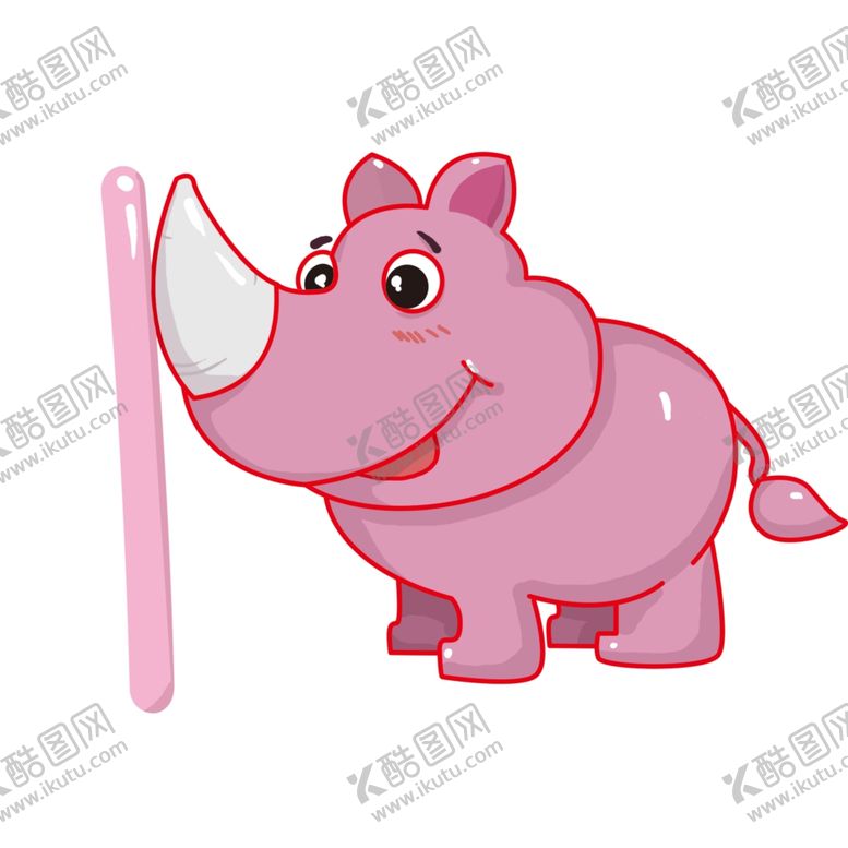编号：93252905031142288755【酷图网】源文件下载-粉色可爱的犀牛插画