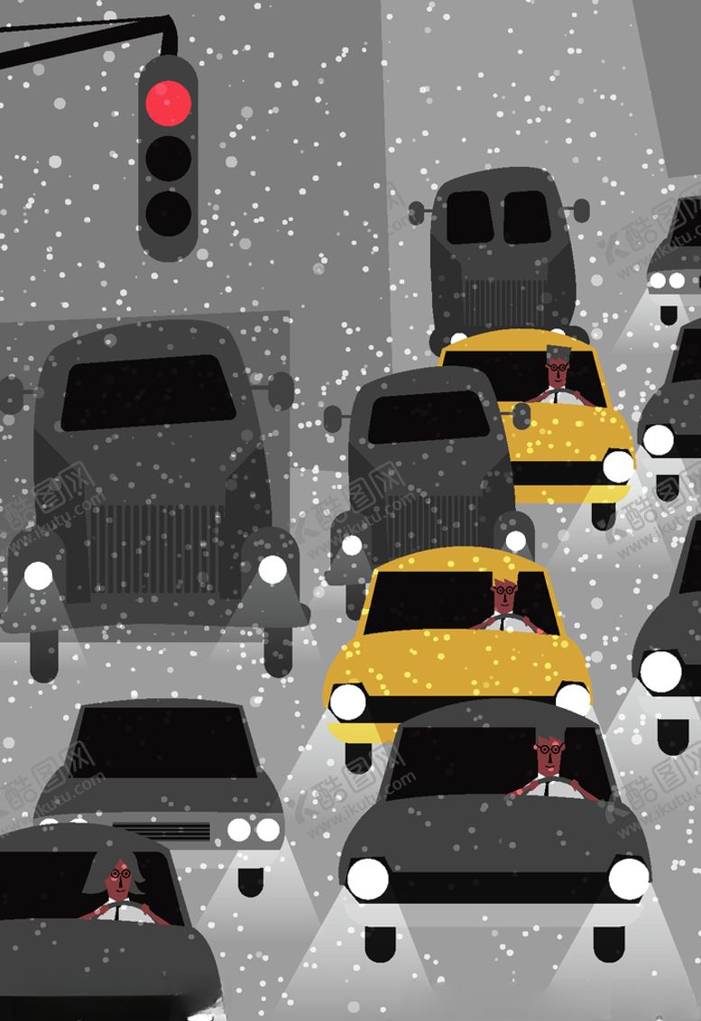 编号：21121307031216575982【酷图网】源文件下载-创意雪中堵车的道路