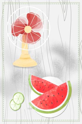 夏季西瓜蓝色背景简约海报