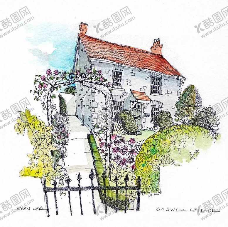 编号：39025409090613018251【酷图网】源文件下载-水彩建筑插画