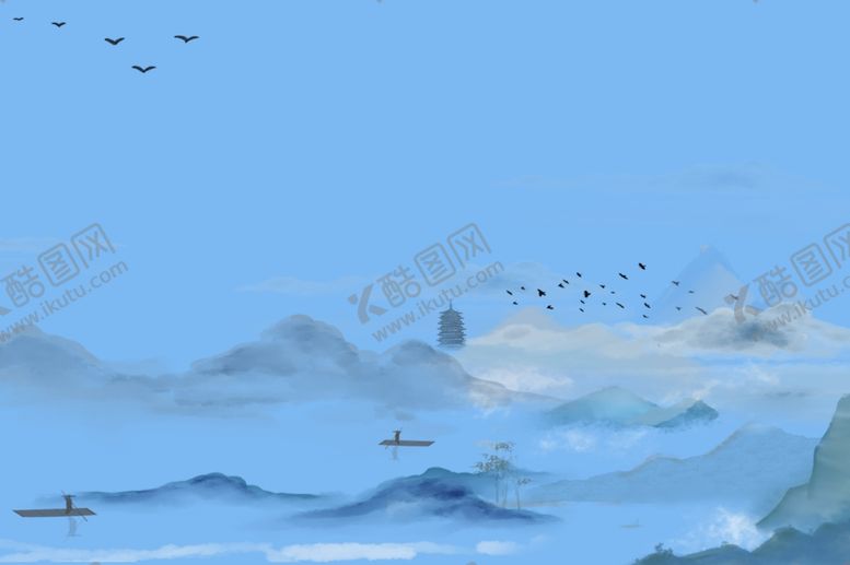 编号：80342701290912036418【酷图网】源文件下载-古风水墨山脉素材