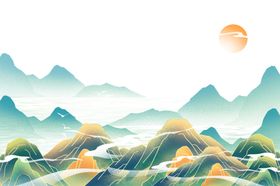 简约中国风山水国潮清明放假海报