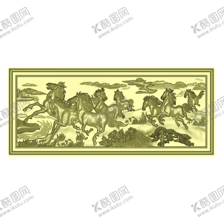 编号：10907210260149453953【酷图网】源文件下载-八骏图浮雕