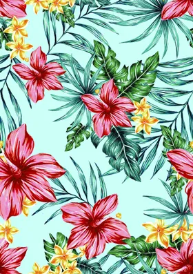 热带花叶子服饰大牌数码印