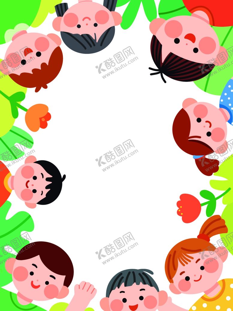 编号：26939805240449183726【酷图网】源文件下载-儿童笑脸环绕的多彩画面
