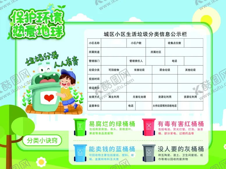 编号：72202011040823351143【酷图网】源文件下载-城区小区生活垃圾分类信息公示栏