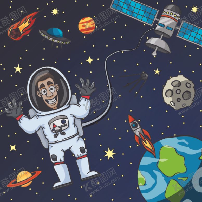 编号：72824109172144059816【酷图网】源文件下载-宇航员插画