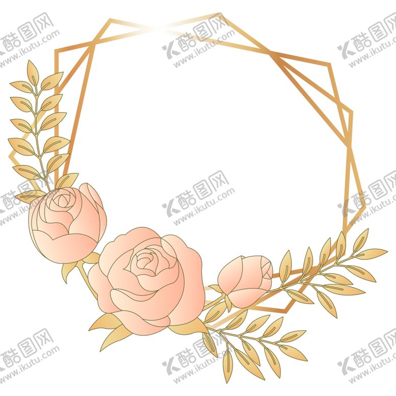 编号：29556601241159489543【酷图网】源文件下载-金色边框植物花环