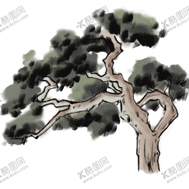 编号：70443110210650003377【酷图网】源文件下载-水墨中国风迎客松