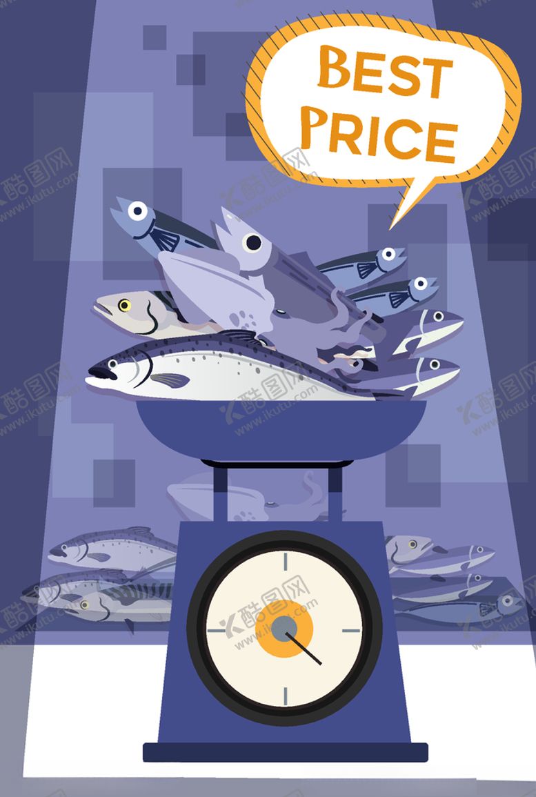 编号：75552309151915184822【酷图网】源文件下载-创意电子秤上的鱼