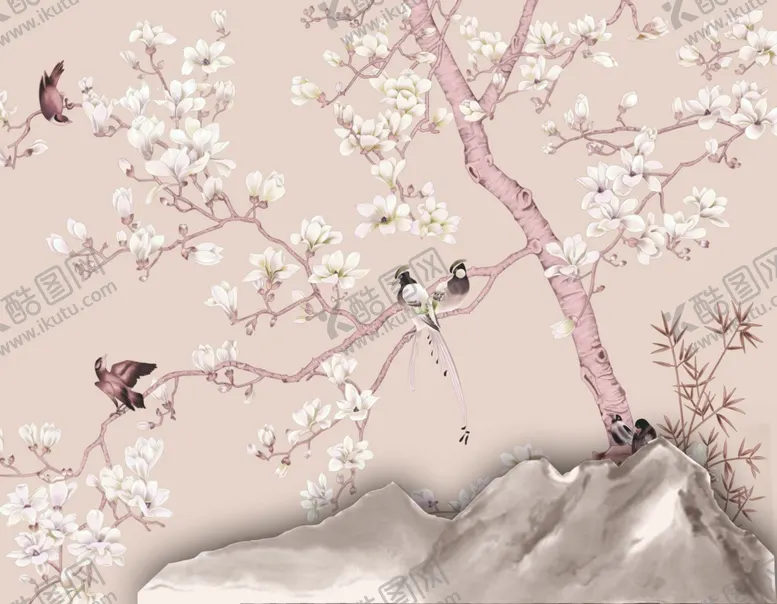 编号：80629902112056484510【酷图网】源文件下载-玉兰花新中式婚礼背景