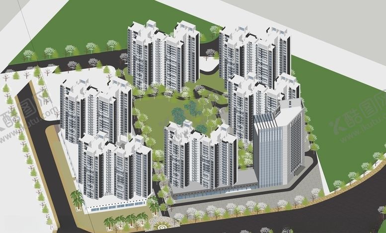 编号：88087609090508042921【酷图网】源文件下载-北京某小区精细模型