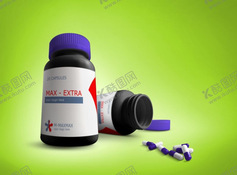 编号：34306409130736547014【酷图网】源文件下载-药品胶囊包装效果图样机