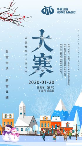 大寒冬天雪花寒冷腊月