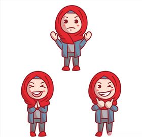 卡通红围巾