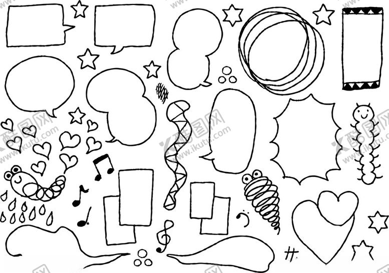 编号：14219611021343151304【酷图网】源文件下载-手绘卡通装饰元素集合
