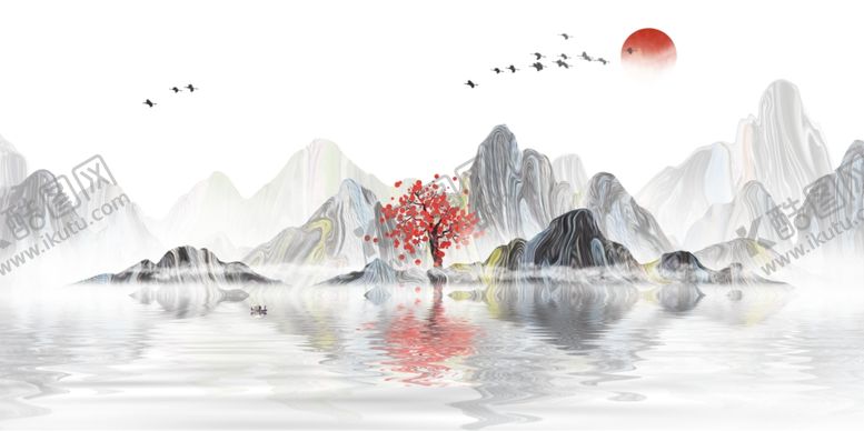 编号：48630407030542158417【酷图网】源文件下载-新中式山水背景