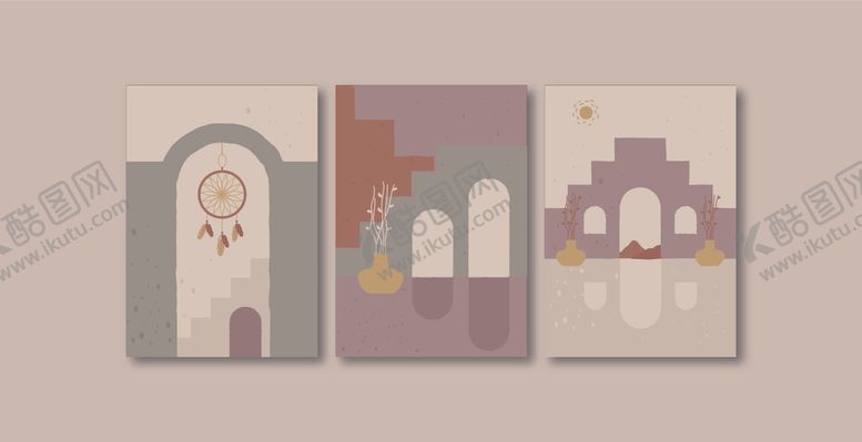 编号：68686309271842197817【酷图网】源文件下载-简约几何建筑风格插画