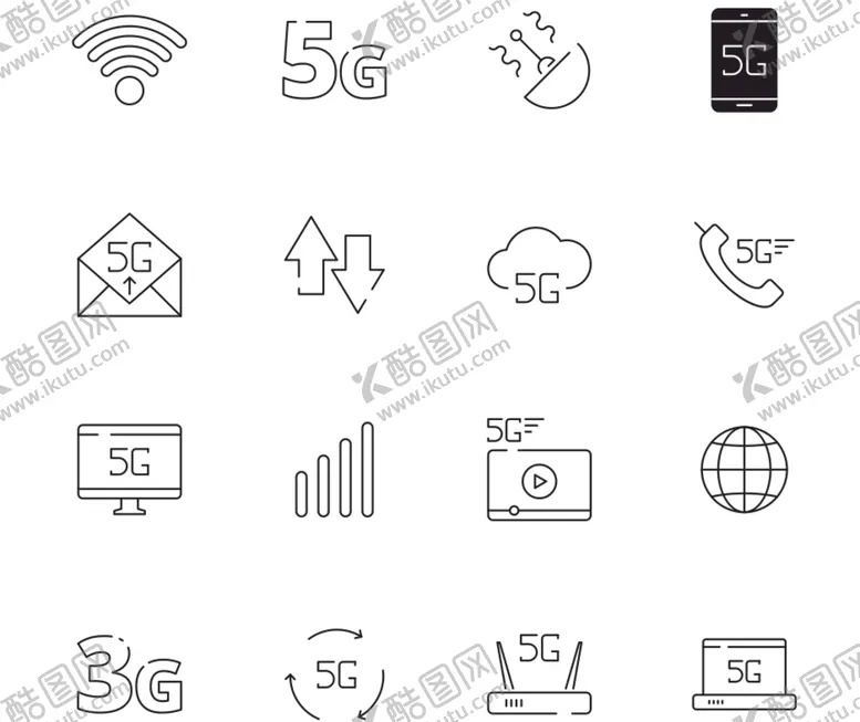 编号：49883102110524003009【酷图网】源文件下载-5G信号图标
