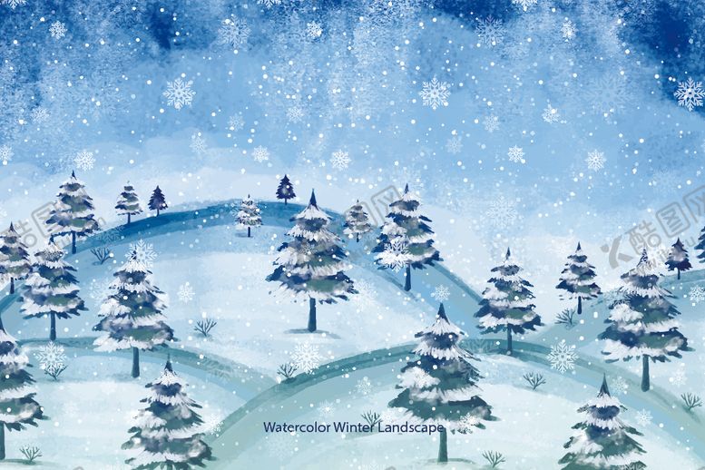编号：42848809181326598456【酷图网】源文件下载-冬季雪景插画图案