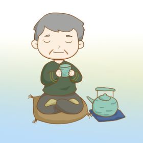 喝茶中老年人单层免抠素材