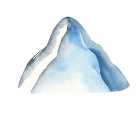 山村雪景水彩画