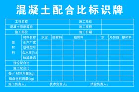 混凝土配合比标识牌