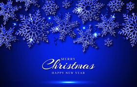 蓝色雪花圣诞节贺卡