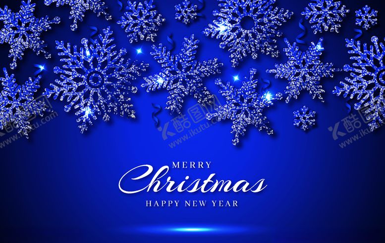 编号：59344510311804413146【酷图网】源文件下载-蓝色雪花圣诞节贺卡