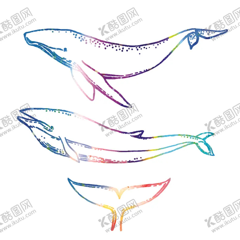 编号：31469607072338232326【酷图网】源文件下载-炫彩渐变鲸鱼图案