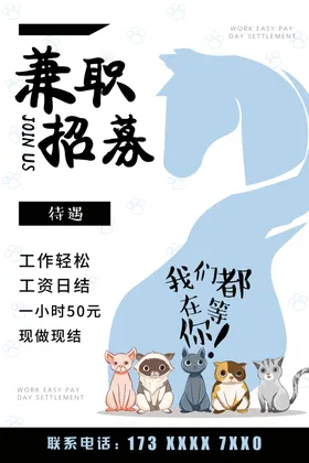 宠物店兼职海报