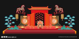 中式传统喜庆舞台场景