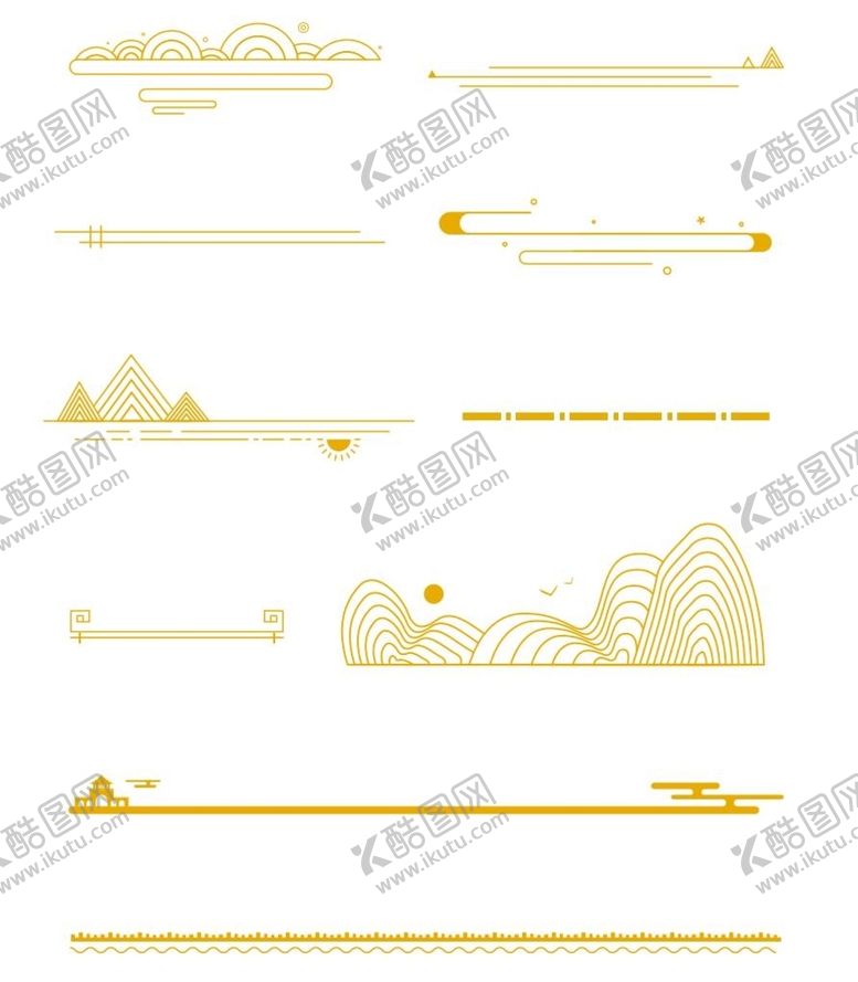 编号：62104509200222023924【酷图网】源文件下载-古风传统山纹线条素材