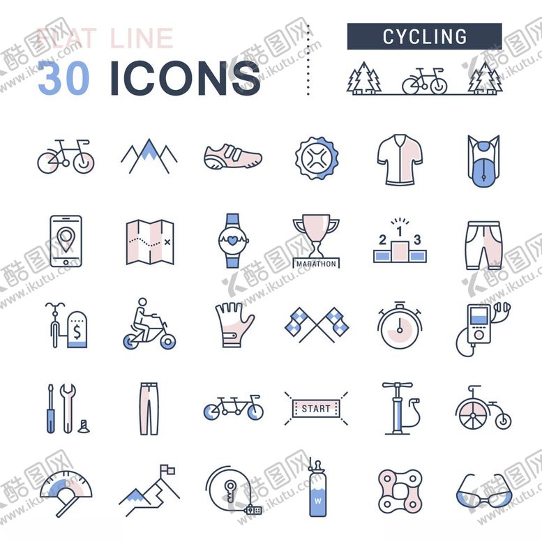编号：83359804012052325756【酷图网】源文件下载-30个健身相关平面图标集