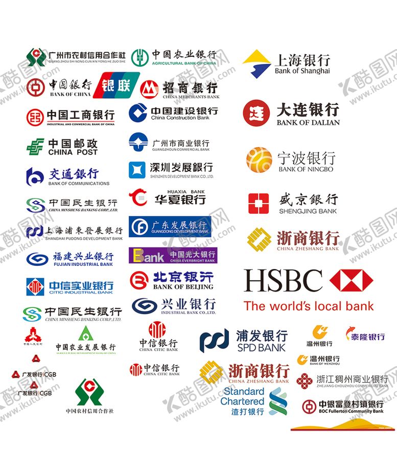编号：89928302080234355601【酷图网】源文件下载-各大银行logo矢量 