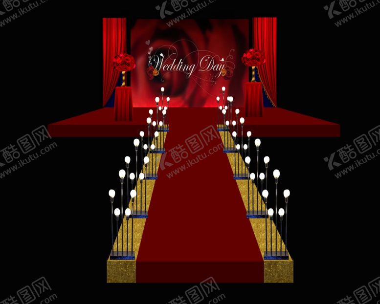 编号：66599109200001309756【酷图网】源文件下载-婚礼现场舞台迎宾区场景布置