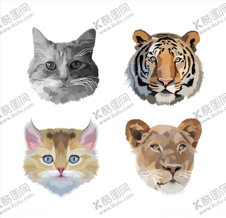 编号：60195310060250387195【酷图网】源文件下载-手绘动物头像