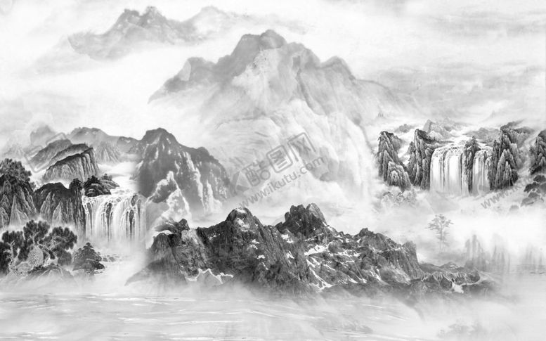 编号：37334007072326263194【酷图网】源文件下载-水墨山水背景墙
