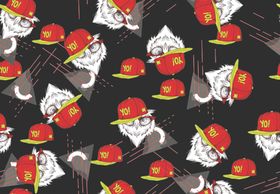 卡通猫头鹰帽子无缝印花