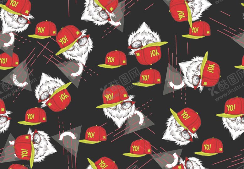 编号：88826210061926584061【酷图网】源文件下载-卡通猫头鹰帽子无缝印花