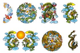 奇幻卡通风格动物图案集合