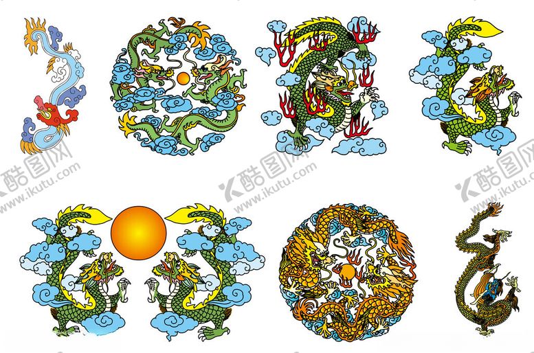 编号：55614211020031449039【酷图网】源文件下载-奇幻卡通风格动物图案集合