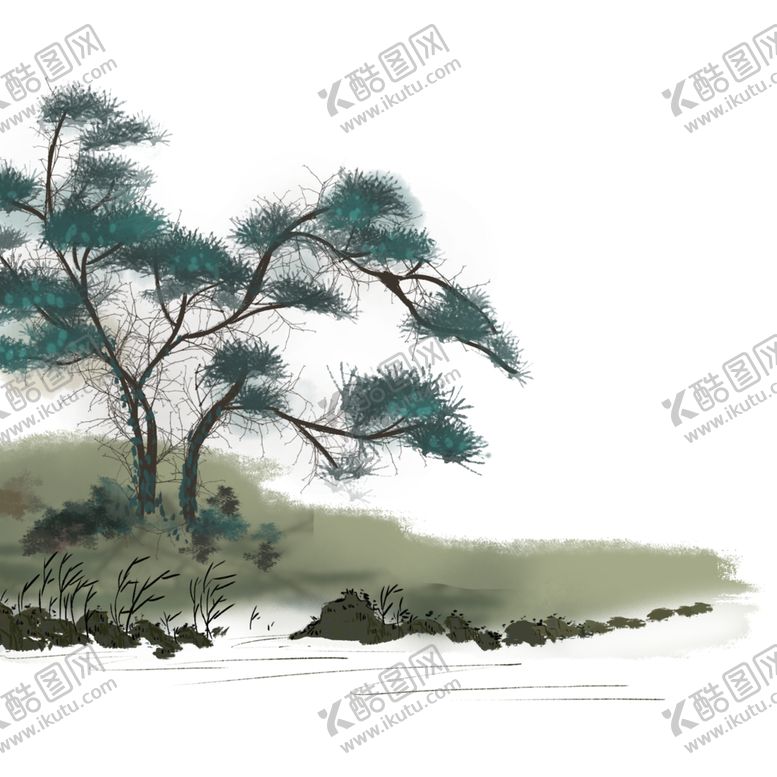 编号：64837105080049387079【酷图网】源文件下载-水墨中国风迎客松