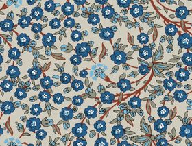 蓝花绿叶复古风织物图案