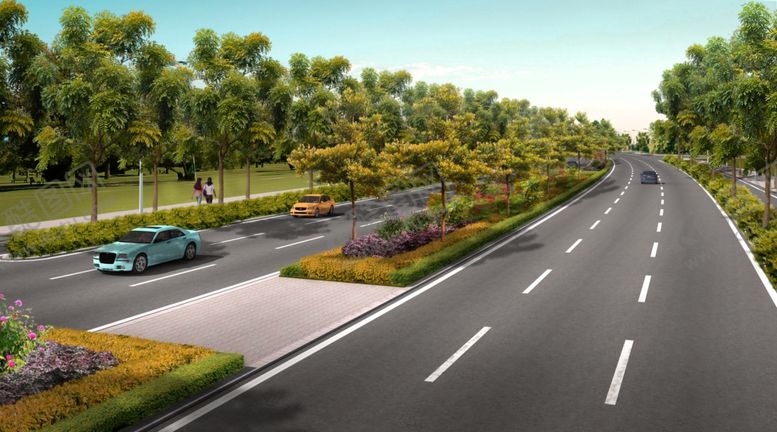 编号：71422709300937228388【酷图网】源文件下载-江滨路道路绿化景观效果图