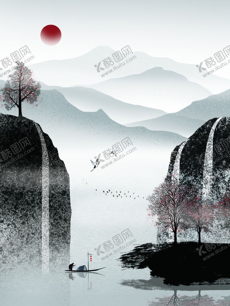 编号：99435607070141114839【酷图网】源文件下载-新中式水墨山水装饰画