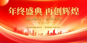 红色年会背景议展板展板高峰论坛