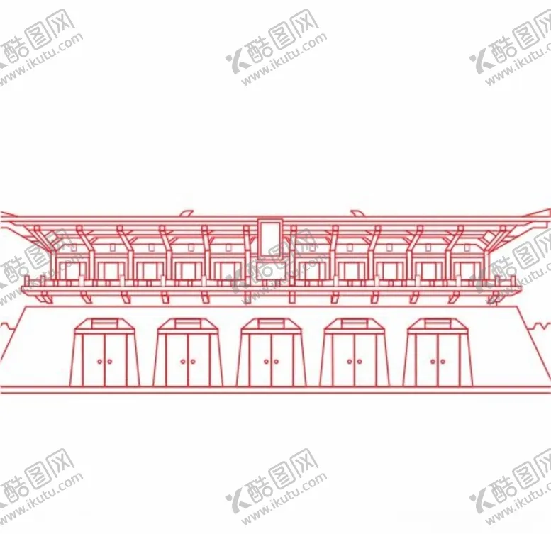 编号：84095806241113073626【酷图网】源文件下载-西安丹凤门线条矢量建筑物