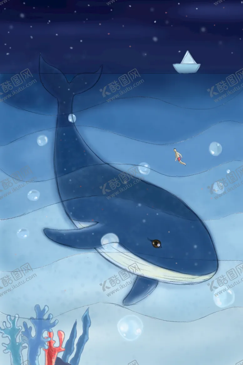 编号：02687909121937422073【酷图网】源文件下载-鲸鱼插画