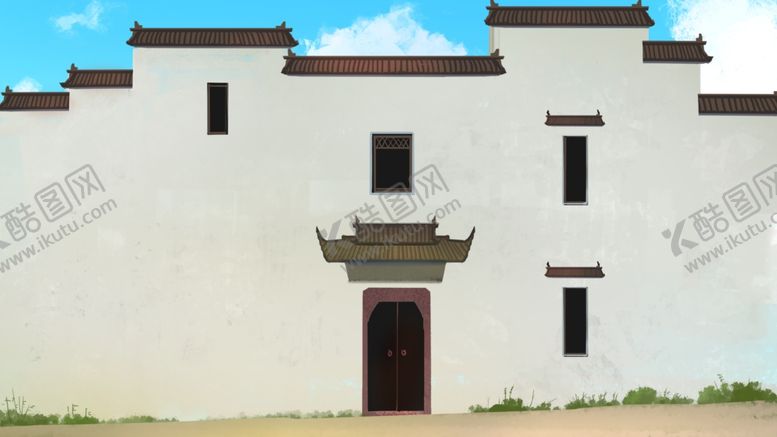 编号：86759107012143262447【酷图网】源文件下载-传统建筑墙檐屋檐插画背景